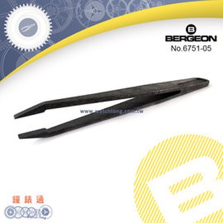 【鐘錶通】B6751-05《瑞士BERGEON》碳纖維鑷子 / 平頭絕緣夾 / 無塵室專用├夾子/鐘錶維修/DIY五金