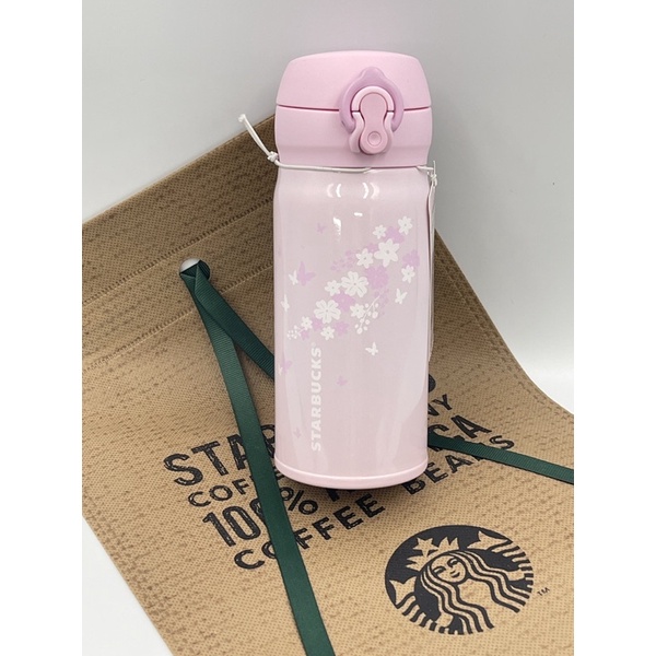 A韓國星巴克櫻花不鏽鋼保溫瓶粉紅色350ml A2020016