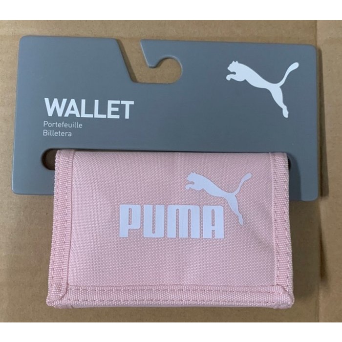 PUMA尼龍錢包 (07561779粉紅色)魔鬼氈皮夾 三折式運動錢包 男女可用 正品