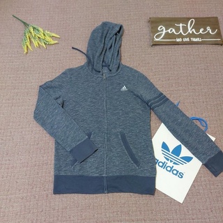 Adidas 立體 Logo繡 混色湛藍 女連帽外套 長袖外套 運動外套M