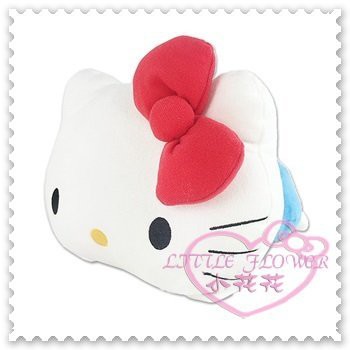 ♥小花花日本精品♥Hello Kitty 有聲絨毛玩偶娃娃布偶玩偶送禮首選生日禮物白色趴姿立體蝴蝶結 50096305