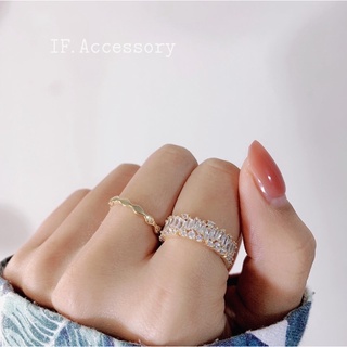 IF. Accessory -閃亮亮水鑽戒指組（2入）韓系戒指 可調整戒圍