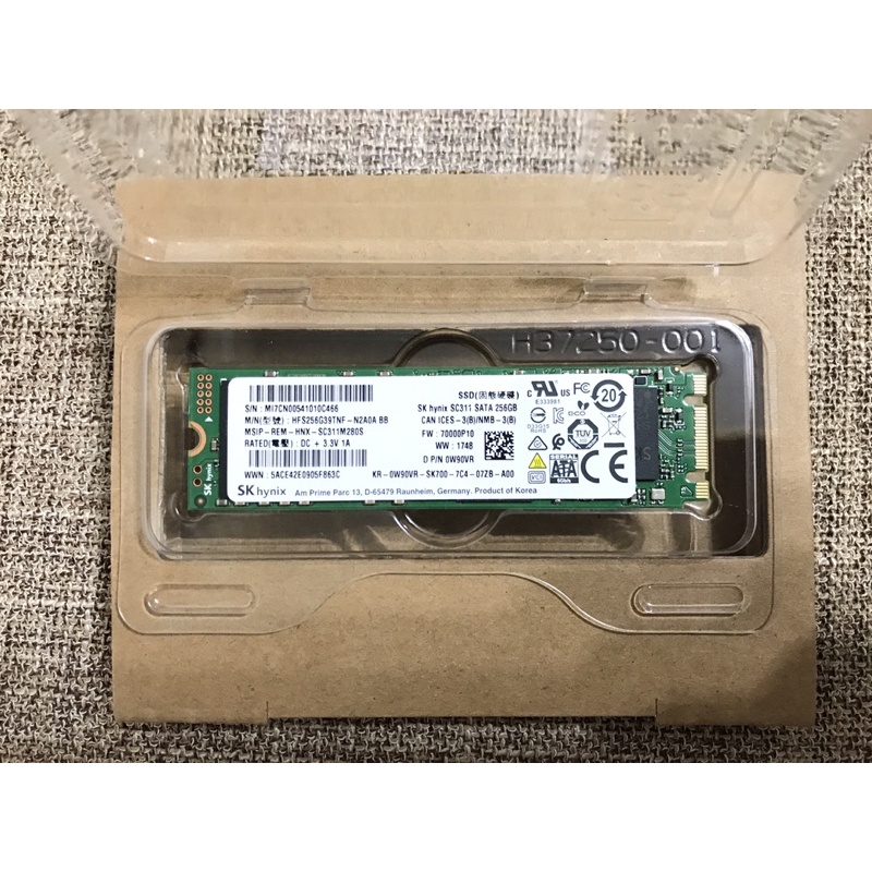 Hynix 256GB M.2 2280 SATA (NGFF) SSD (HFS256G39TNF) 韓國製