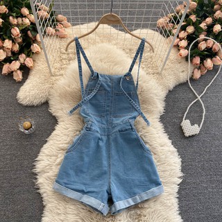 💕潮流女牛仔💕現貨-韓版牛仔女裝、新款潮流減齡背帶褲、女時髦百搭闊腿連體褲、復古女牛仔褲