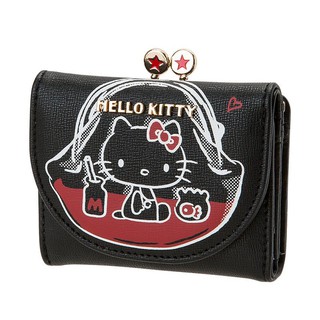 Hello Kitty Action 皮質口金短夾皮夾《黑》錢包