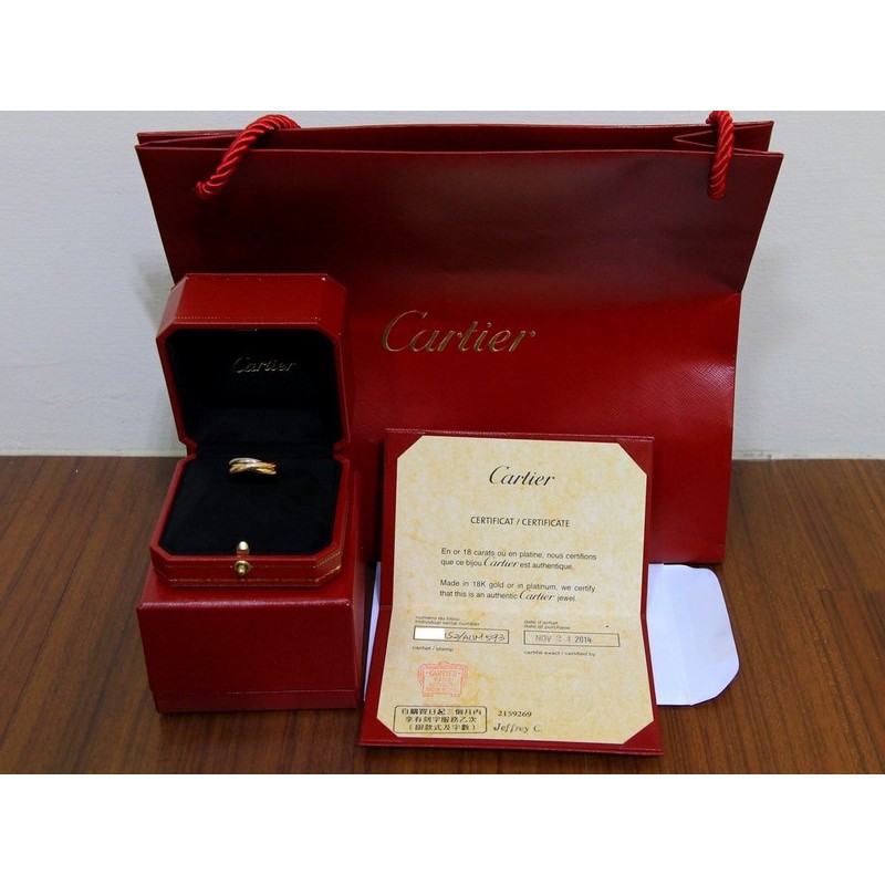 Cartier 卡地亞 三色金 三環戒指 戒圍48號