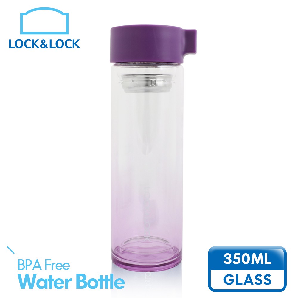 【樂扣樂扣】繽紛漸層耐熱雙層玻璃水壺350ML/紫