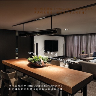 <久伴家居>北歐餐桌椅組合實木桌簡約長方形復古咖啡廳長條原木家用大長桌子