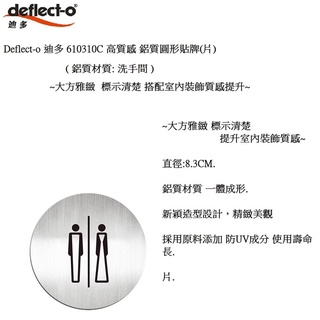 Deflect-o 迪多 610310C 高質感鋁質圓形貼牌(片)(鋁質材質 : 洗手間)~大方雅緻 標示清楚~