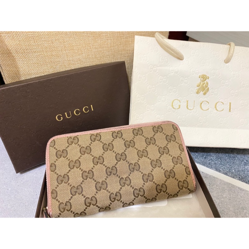 GUCCI 長夾櫻花粉（二手）