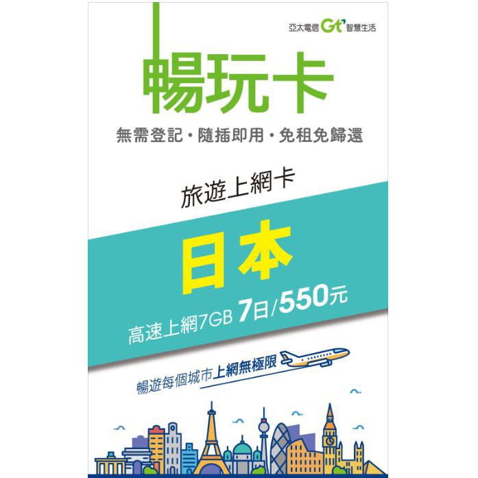 ✈快速出貨✈日本 7日高速上網吃到飽 旅遊卡 即插即用 免申租 免押金 免歸還 暢玩卡