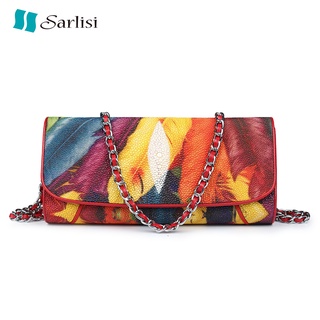 【臺灣出貨】【Sarlisi 】夏麗絲泰國珍珠魚皮真皮女包手拿包時尚鏈帶包新款晚宴包女士斜揹包