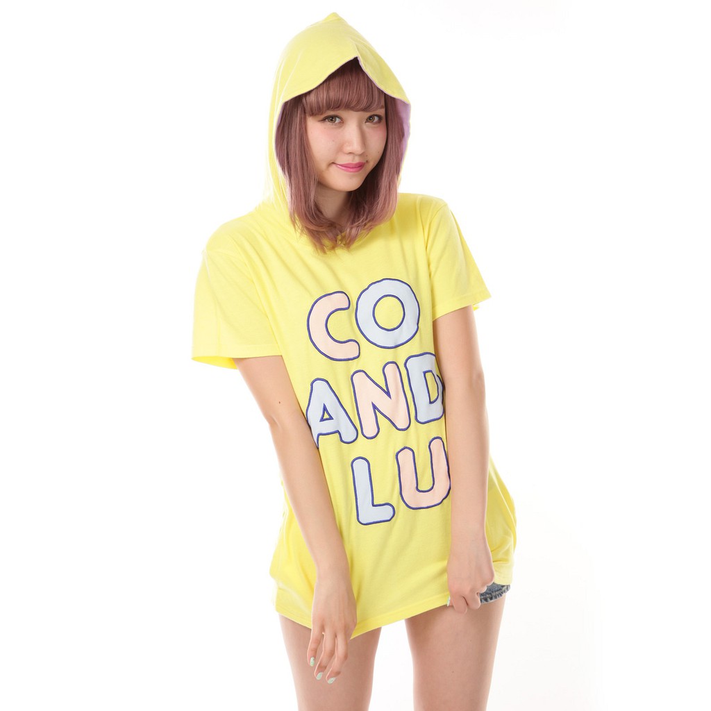 CO&amp;LU女裝 【HOOD LOGO TS 英字繡圖拼布 連帽 短袖帽T上衣】限量優惠 C151BC-J535 官方全新