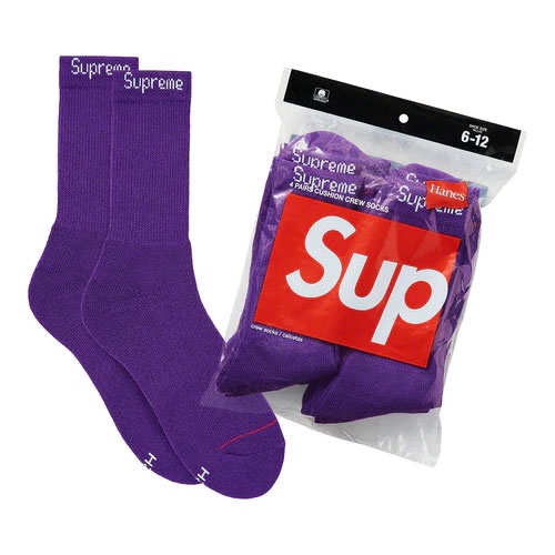 SUPREME x HANES CREW SOCKS 經典文字 中筒襪 / 小腿襪 (PURPLE 紫色) 化學原宿