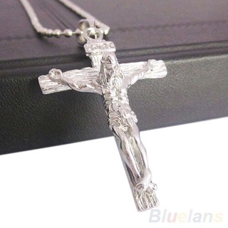 銀色基督教聖經經文鈦鋼十字架項鍊+尾戒+珠鍊吊墜