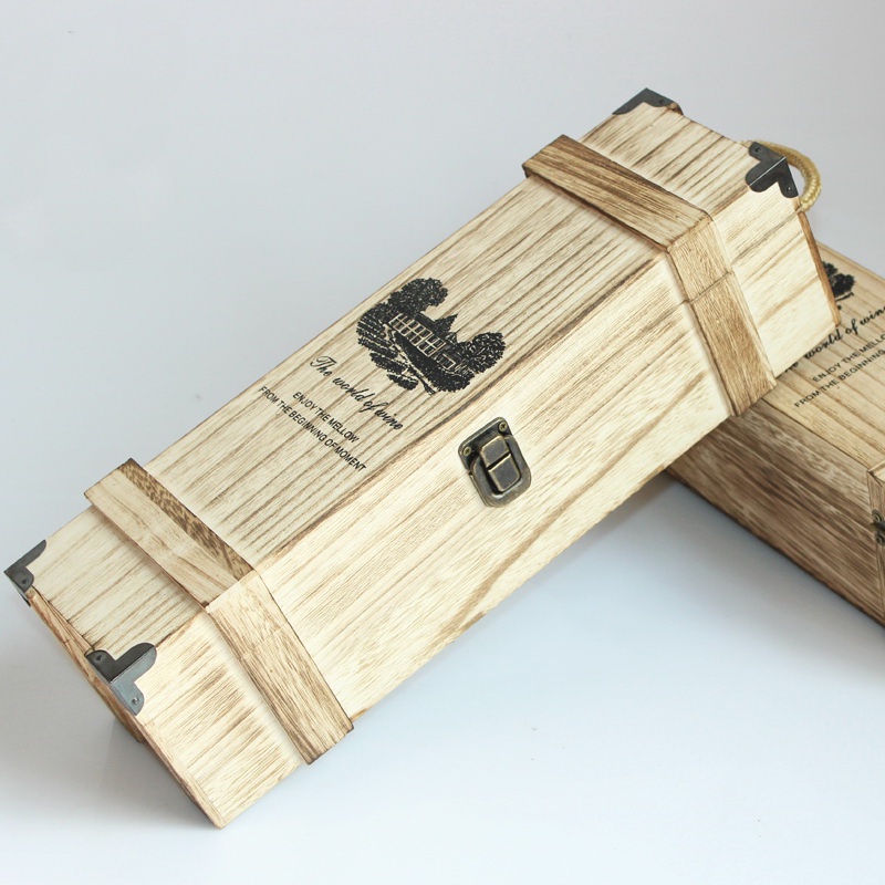 【螢螢傢飾】# 木製酒盒 紅酒木盒 收藏木盒木箱 首飾盒 中秋禮盒 禮物包裝盒 葡萄酒盒