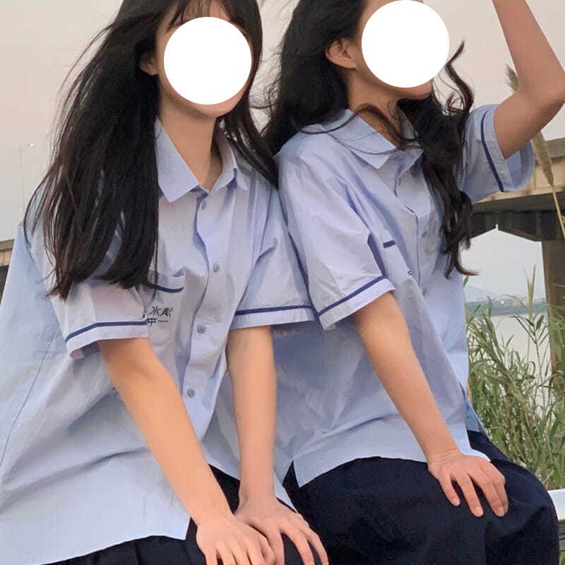 泰式jk制服襯衫女夏學生泰國校服水色襯衣學院風百搭短袖上衣班服現貨 蝦皮購物