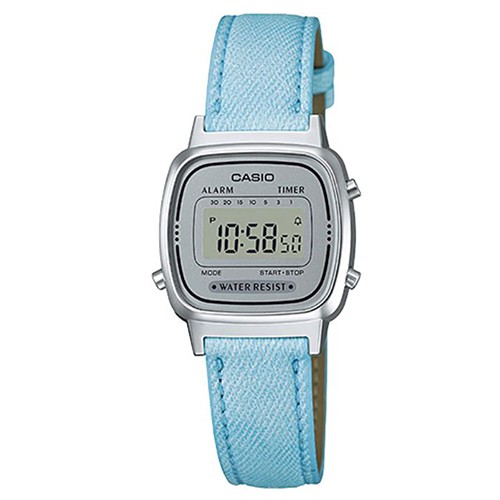 【CASIO】優雅質感時尚皮質電子腕錶-淺藍(LA-670WL-2A)正版宏崑公司貨