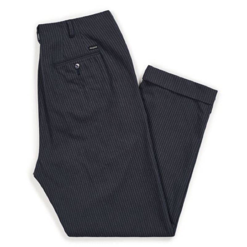 《古著》加州衝浪品牌 Brixton Regent Pant- Stripe 長褲 工作褲 直條紋 硬挺 九分褲