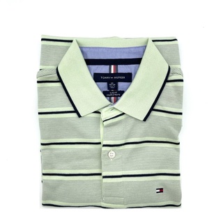 TOMMY HILFIGER 純棉條紋POLO衫 男裝 短袖POLO衫 T74062 蘋果綠條紋(現貨)