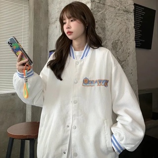 【TBB】燈芯絨外套女 休閒運動風棒球服 韓版秋季新款外套 長袖外套 學院風百搭潮流寬鬆BF夾克上衣 棒球外套 情侶裝