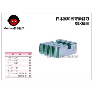 【臺北益昌】MONKEY 日本猴印 REX機種 (黑鐵管用) 電動絞牙機用牙板 替刃