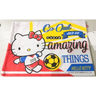 正版授權 韓國 三麗鷗 HELLO KITTY 凱蒂貓 布質雙層網袋 收納袋 置物袋 資料袋 文件袋 拉鍊袋 文具袋