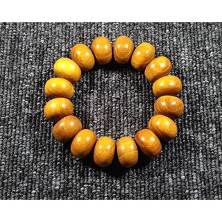 【藝元軒】天然黃金檀木18mmx14mm算盤珠手串，有漂亮天然的貓眼金線紋理，材質光澤度佳!!(CH33)