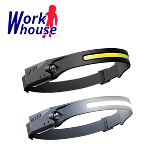 【Work house】超廣角COB頭燈 LED 感應頭燈 強光 頭燈 戶外防水 工作頭燈 USB充電式 最大8時間使用