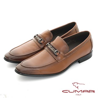 【CUMAR】雅痞型男 時尚簡約真皮紳士鞋 - 棕色