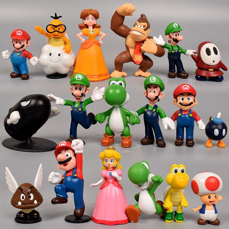 ❈♘✤Super Mario超級瑪麗馬里奧路易基公主綠龍擺件手辦公仔模型玩具