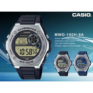 國隆 CASIO手錶專賣店 MWD-100H-9A 數字電子錶 男錶 橡膠錶帶 防水100米 LED MWD-100H