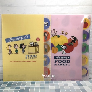 【現貨】日本製 PEANUTS 史努比 SNOOPY FOOD MARKET 五格 文件收納夾 資料夾
