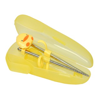 黃色小鴨造型不鏽鋼學習筷附收納盒GT-63123(304不鏽鋼學習筷)右手專用/USU304/食品級不鏽鋼