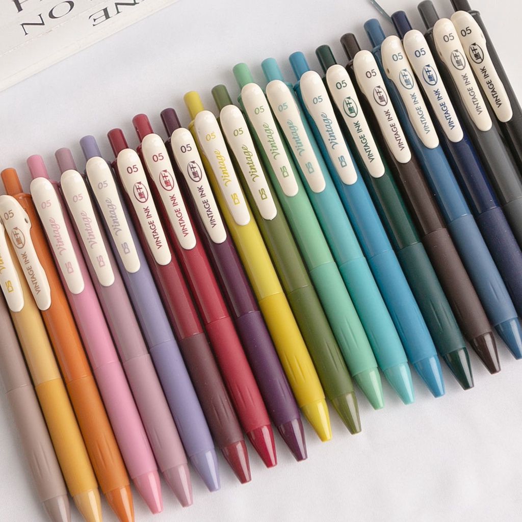 MUMU【TM00967】復古色速乾0.5中性筆。20色 多色筆 原子筆 手帳筆 按壓中性筆 辦公文具  文具用品
