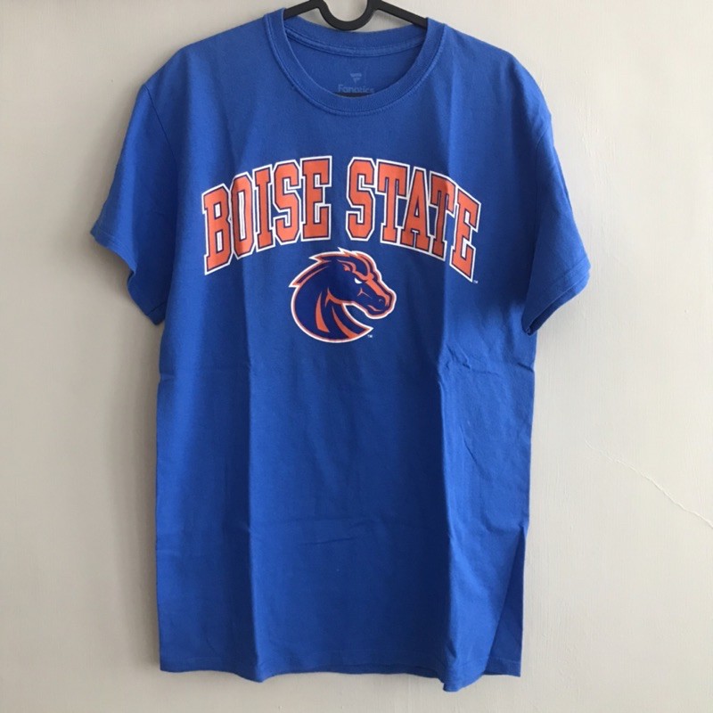 古著 寶藍色 短袖 純棉 Boise State野馬隊藍色Tshirt vintage