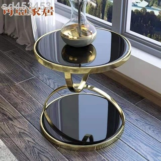 【免運費】創意金色沙發角幾輕奢邊幾客廳側邊圓形玻璃簡約小桌子茶幾邊桌sd453453