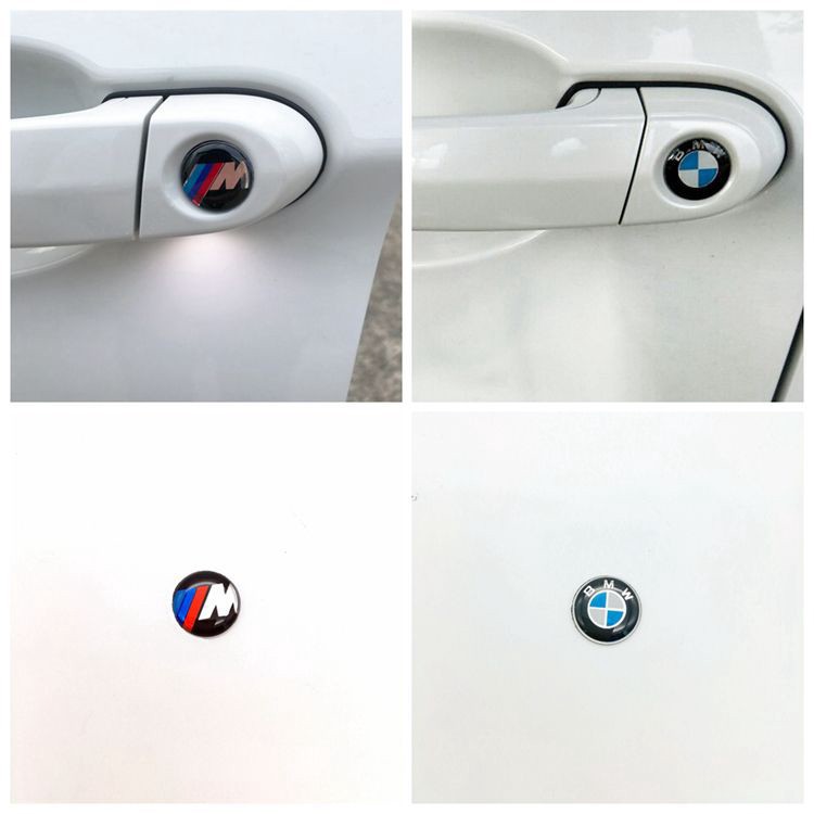 【汽車之家】4個18mm車門鑰匙孔標貼 適用於BMW門把手標鎖芯貼 改裝標誌鎖眼貼 適用於寶馬 X1X3X5X6新老款3