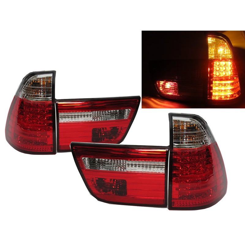 CS特價出清-卡嗶車燈 適用 BMW 寶馬 X5 E53 1999-2003 LED 尾燈 紅白組 台灣製