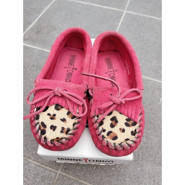 Minnetonka  莫卡辛 童鞋 粉色豹紋 尺寸9號 16公分 小童