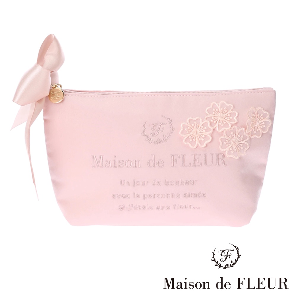 Maison de FLEUR 櫻花季限定立體小花緞帶手拿包(8A21FJJ2400)
