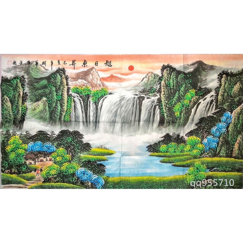 開運幸運星 現貨純手繪山水畫李嘉誠辦公室同款風水畫財源滾滾國畫招財檔樑壓水墨畫聚寶盆 蝦皮購物