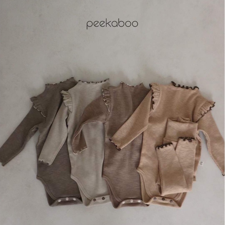 peekaboo 捲捲邊羅紋寶寶套裝 ｜嬰兒包屁衣 嬰兒套裝 女寶包屁衣 連身衣 寶寶衣服 兒童衣服 女童套裝 韓國童裝