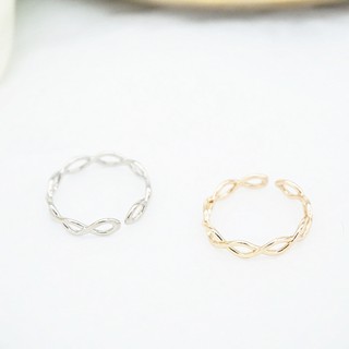【Lit Ring】鏤空無限花紋開口戒指。簡約 氣質 幾何 圓圈 圓形 雕刻花紋 編織 金色 銀色 戒指 飾品 1.7