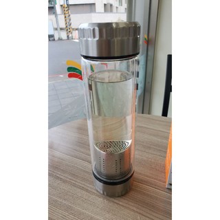 日式不鏽鋼耐熱濾茶玻璃隨行杯450ML(金屬色) 玻璃杯（304不鏽鋼杯蓋）濾茶杯 泡茶杯 隨行杯 功夫茶 過濾茶渣