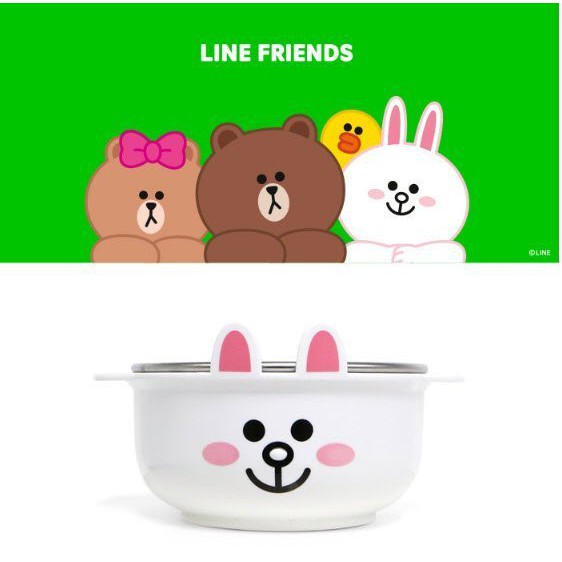 韓國LINE正版 Cony兔兔 不銹鋼304 兒童餐具碗 白兔碗