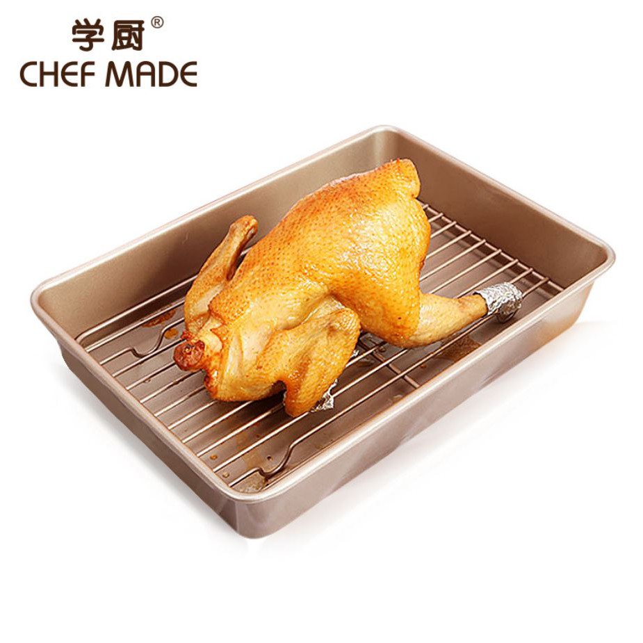 愛廚房~學廚WK9266   13吋長深烤盤+網架組合/烤全雞烤海鮮 烘焙工具