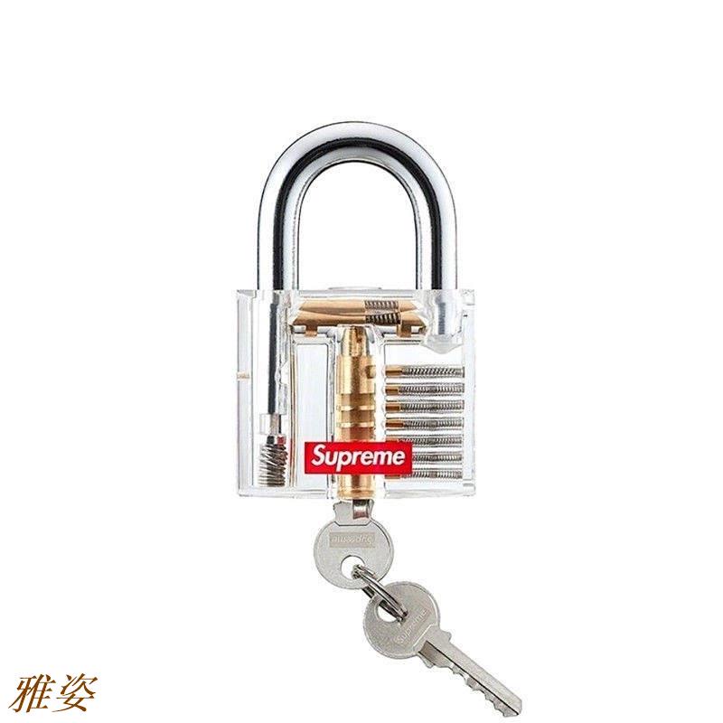 雅姿Supreme潮牌透明鎖20Ss Transparent Lock金屬鎖頭鑰匙揹包掛鎖 汽車用品汽車貼紙汽車