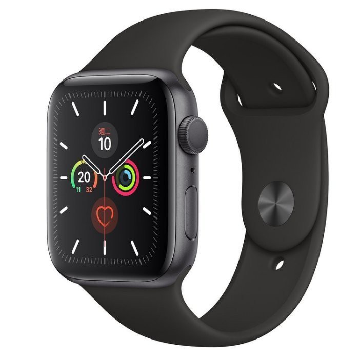 ｜全新正品｜Apple Watch Series 5 (44mm/GPS) 太空灰鋁金屬錶殼+黑色運動錶帶 #聖誕禮物