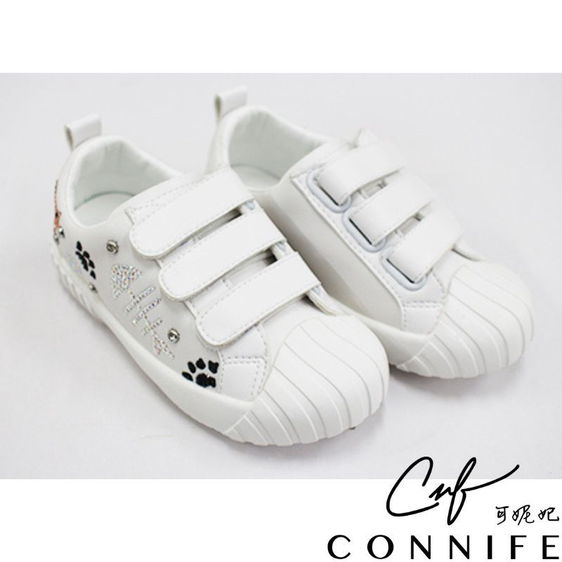 【CONNIFE 可妮妃】寵物小萌貓兒童休閒鞋-白色